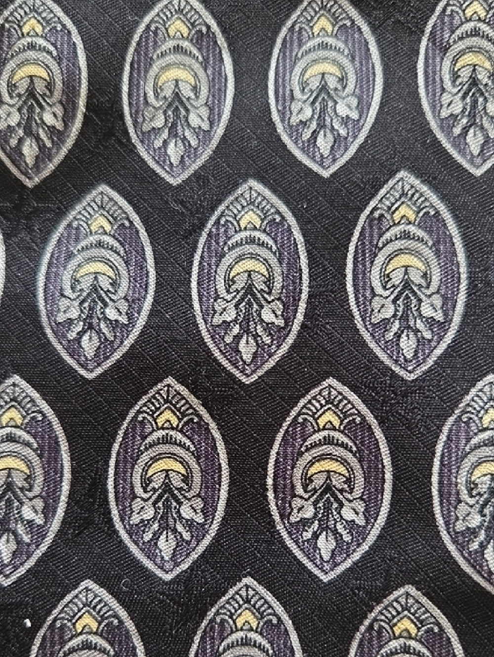 Dior 100% Silk Black Tie with Silver & Gold Medallion Motif - Picture 5 of 7